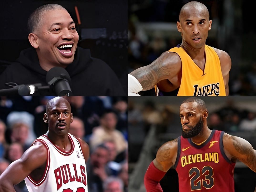 LA Clippers coach Ty Lue and NBA legends Kobe Bryant, Michael Jordan and LeBron James