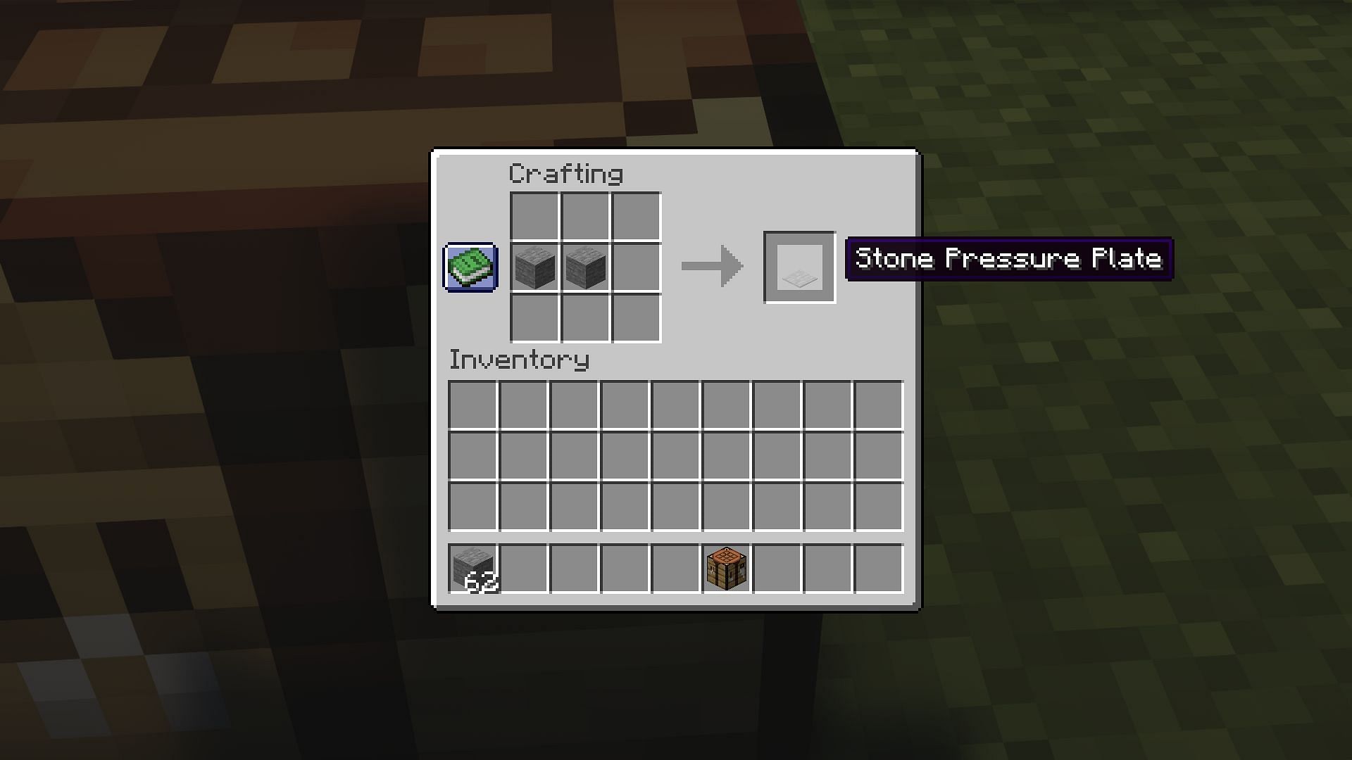 A stone pressure plate is made up of two stone blocks in Minecraft (Image via Mojang)