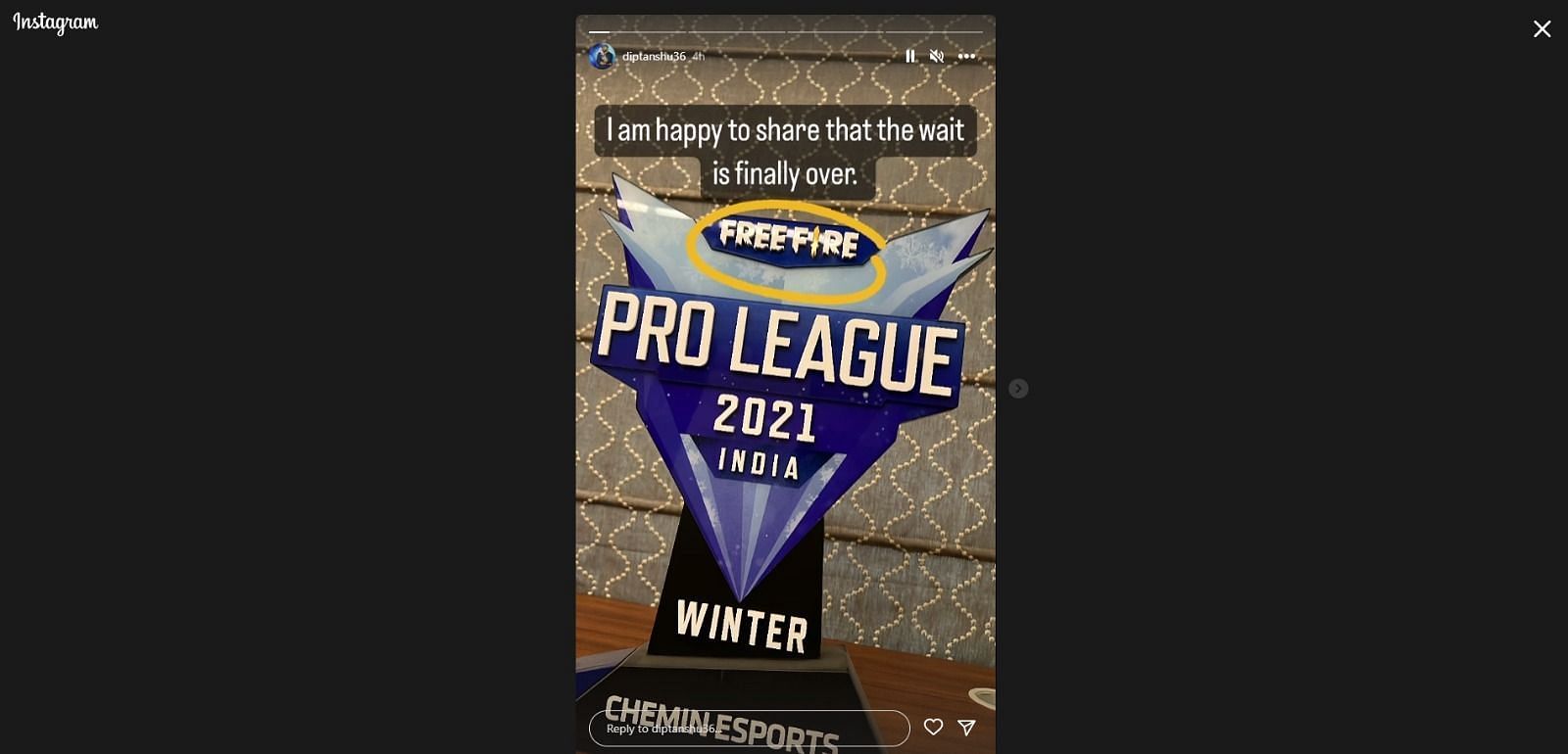 One of the stories from Chemin Esports&#039; co-founder (Image via Instagram)