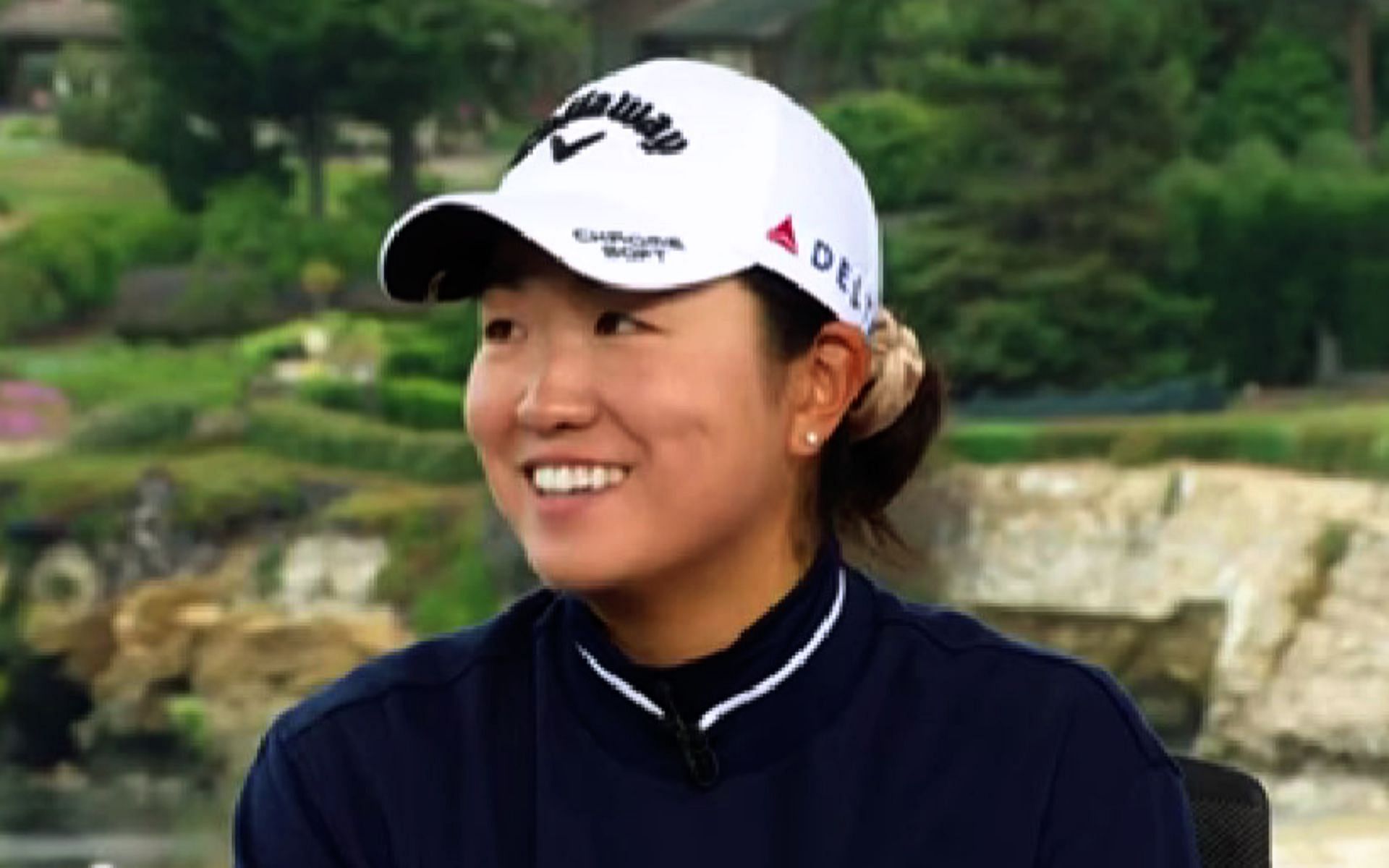 Rose Zhang during her press conference from Peeble Beach on Tuesday (Image via Twitter @GolfChannel).