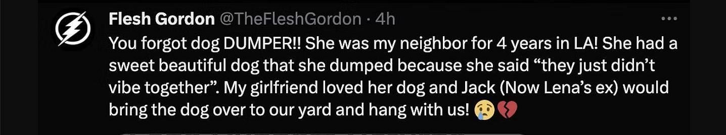 One netizen was reminded of when Dunham allegedly dumped her dog. (Image via Twitter)