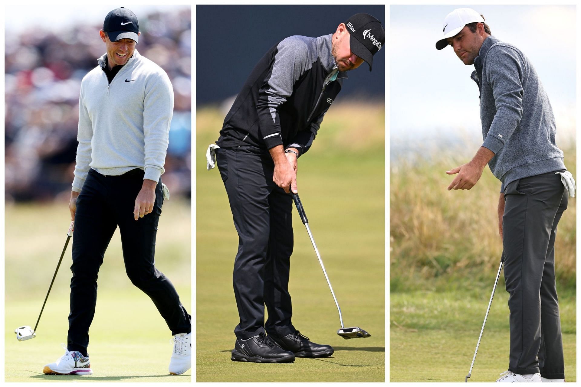 Rory McIlroy, Brian Harman and Scottie Scheffler during the second day of the 151st Open