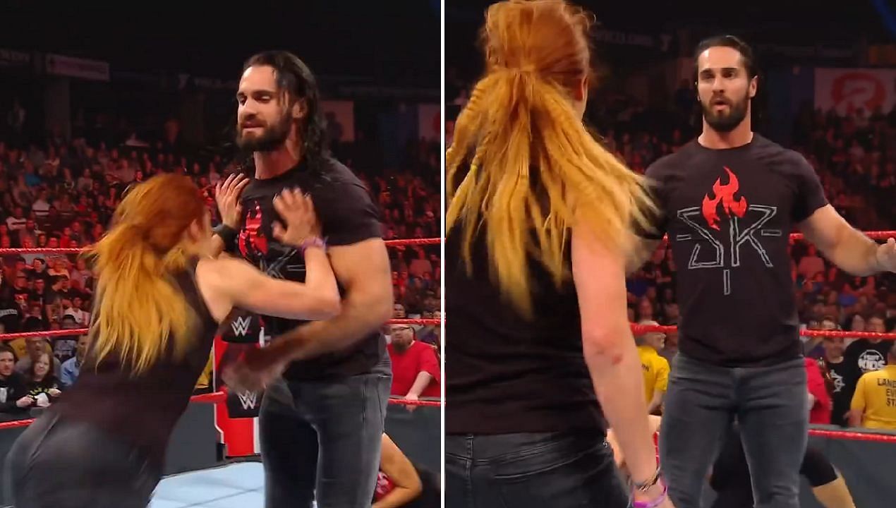 Becky Lynch and Seth Rollins in WWE
