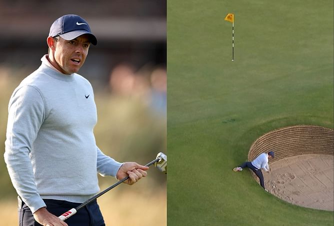 “Rory violates rule 10.2b(4) here” – Fan cries foul in Rory McIlroy’s incredible bunker shot in round 1 of The Open 2023