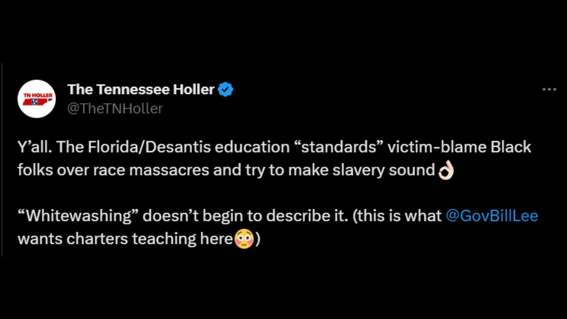 A netizen slamming Ron DeSantis. (Image via Twitter/The Tennessee Holler)