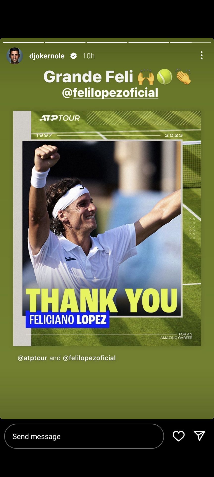 Djokovic&#039;s story on the Spanish tennis icon