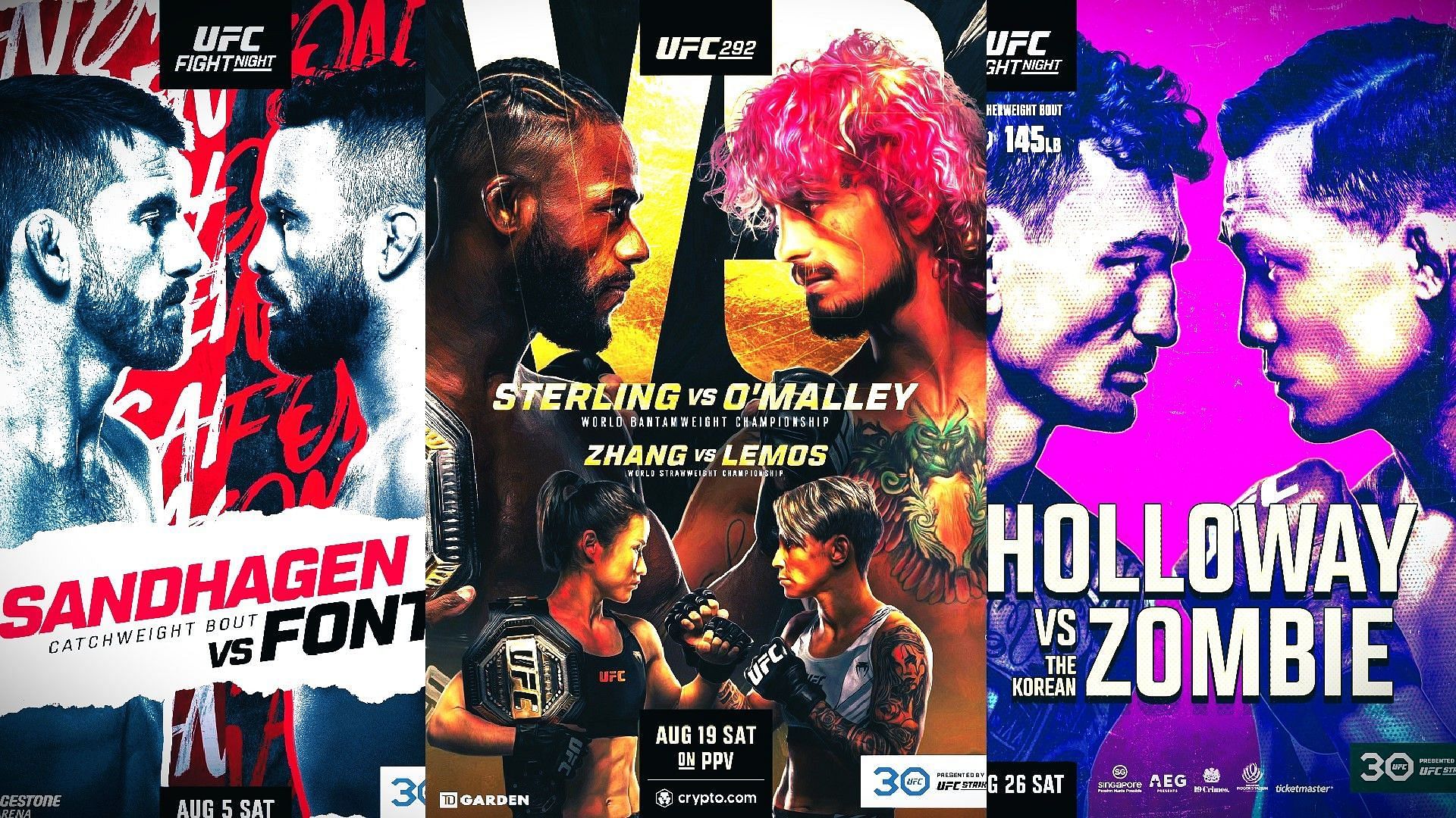 August is stacked with explosive matchups [Images via @ufc on Instagram]