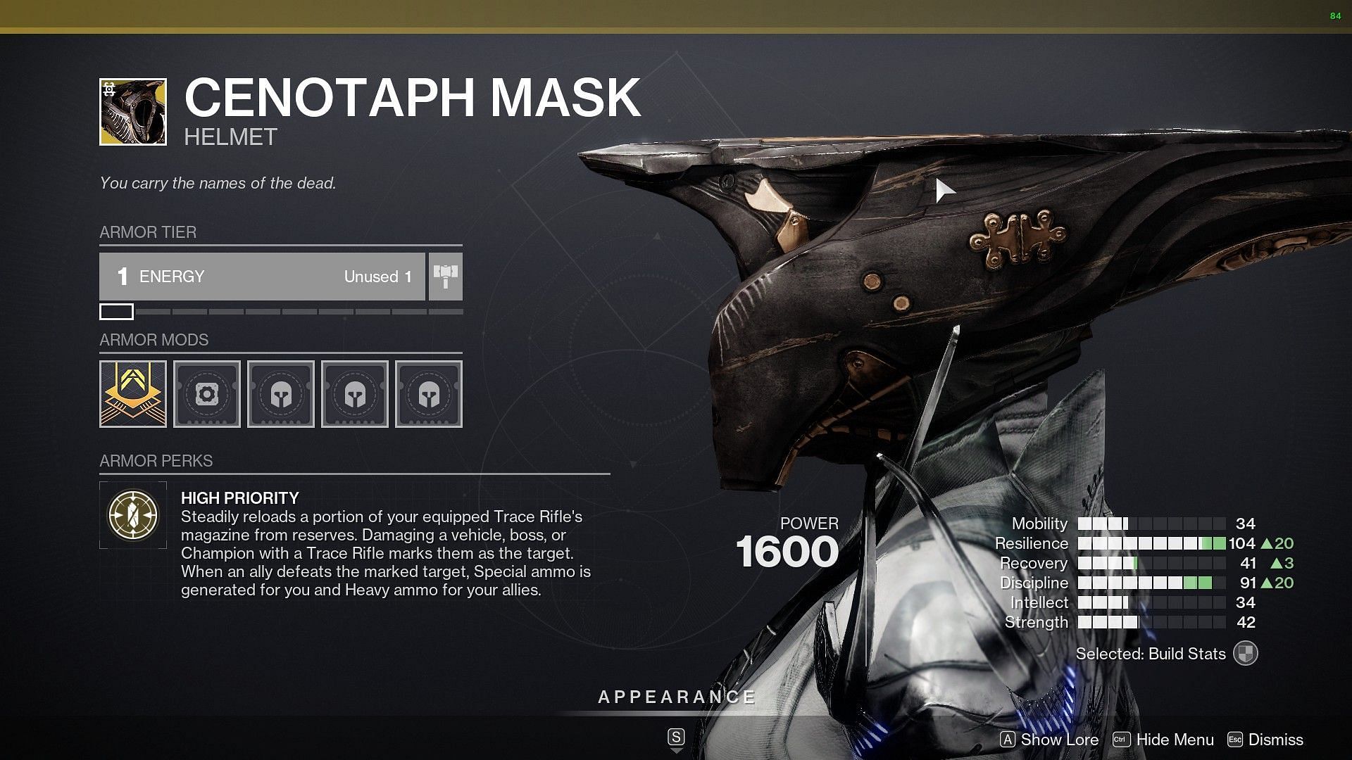 Cenotaph&#039;s Mask (Image via Destiny 2)