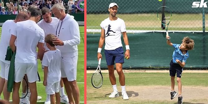 Novak Djokovic's son Stefan turns helper for defending champion during Wimbledon practice session