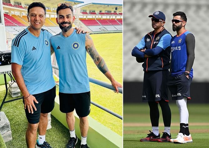 "The only two guys part of the last test we played at Dominica in 2011" - Virat Kohli recalls moment via picture with head coach Rahul Dravid