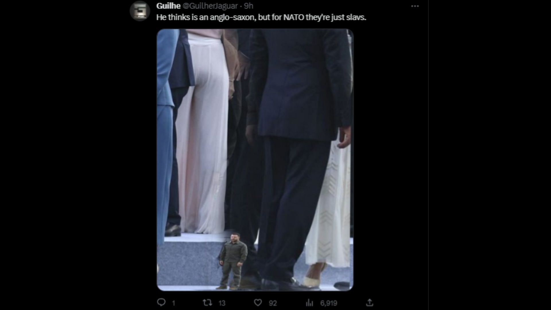 Screenshot of a Twitter user remarking on Zelensky&#039;s viral picture at the Vilnius NATO summit. (Photo @Kanthan2030/Twitter).