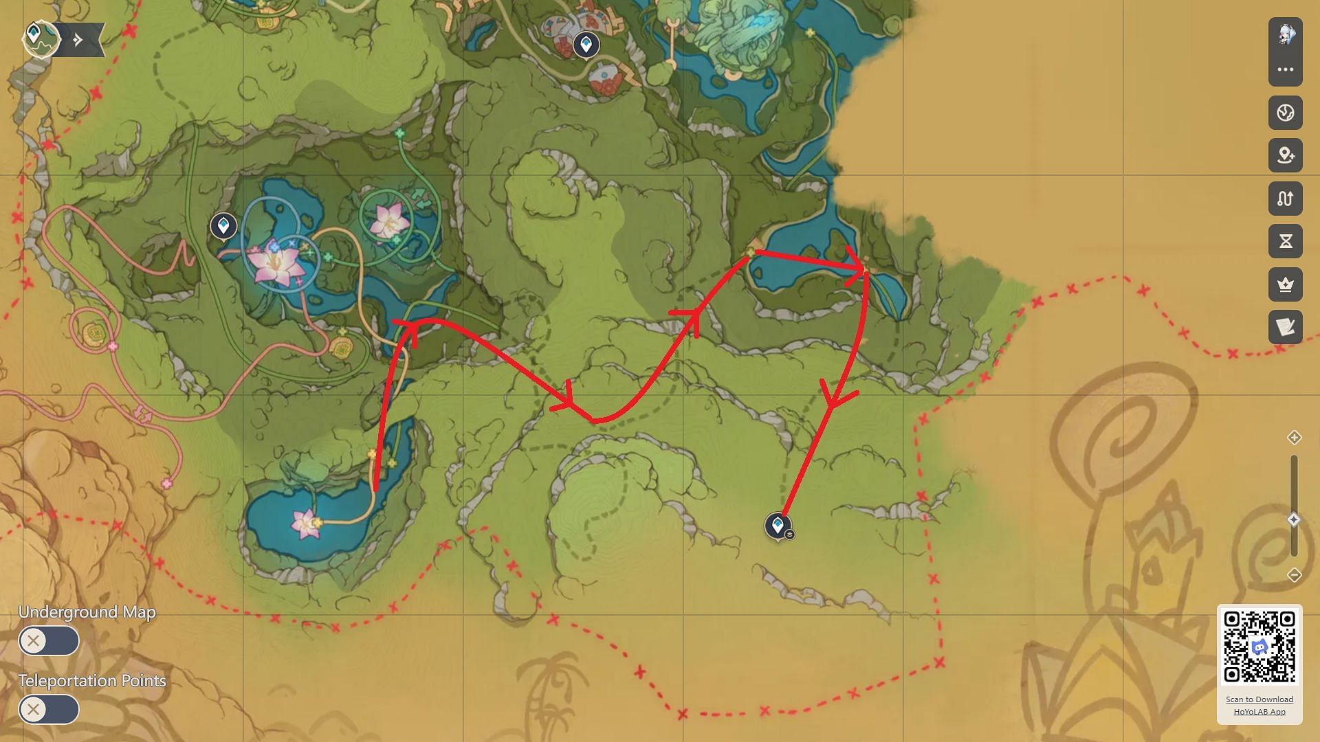 Route to the quest location (Image via HoYoverse)