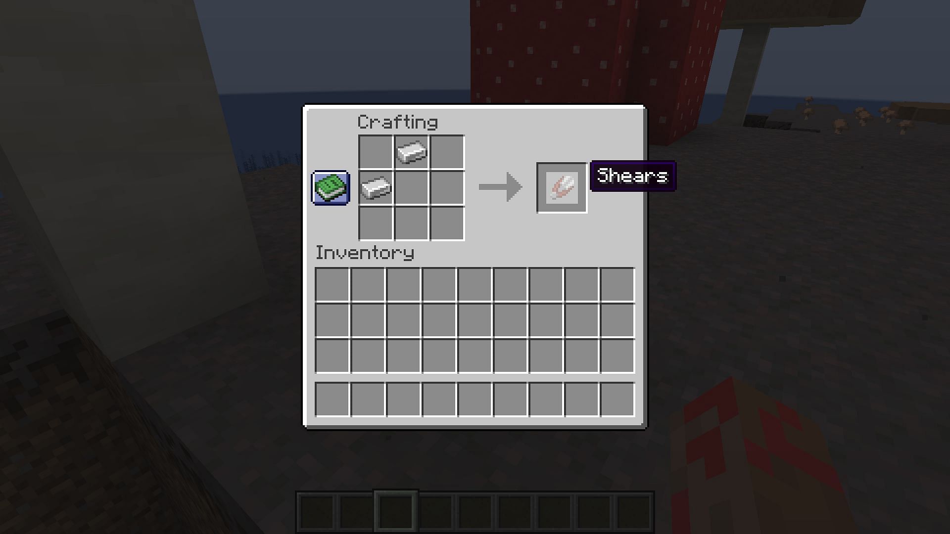 Craft shears that will convert mooshrooms into cows in Minecraft (Image via Mojang)