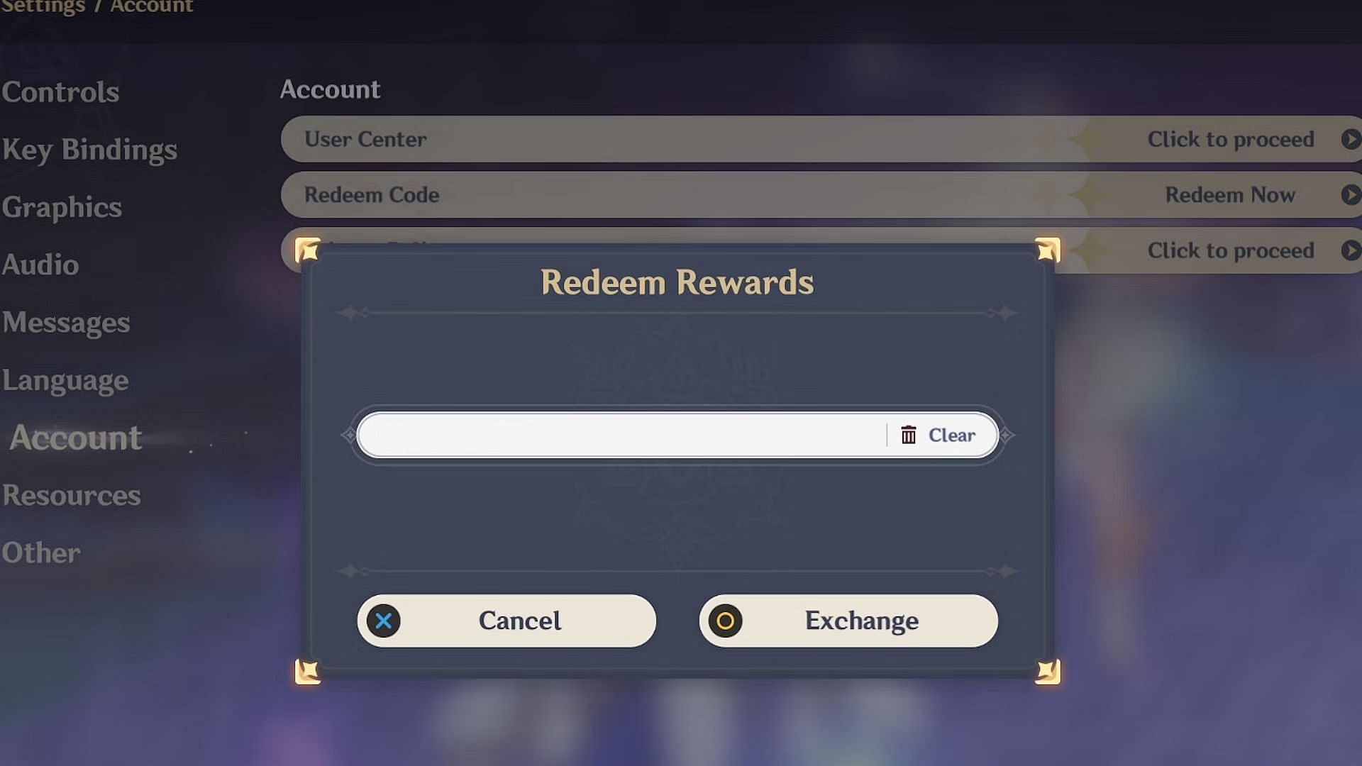 The in-game method is another way to redeem stuff (Image via HoYoverse)