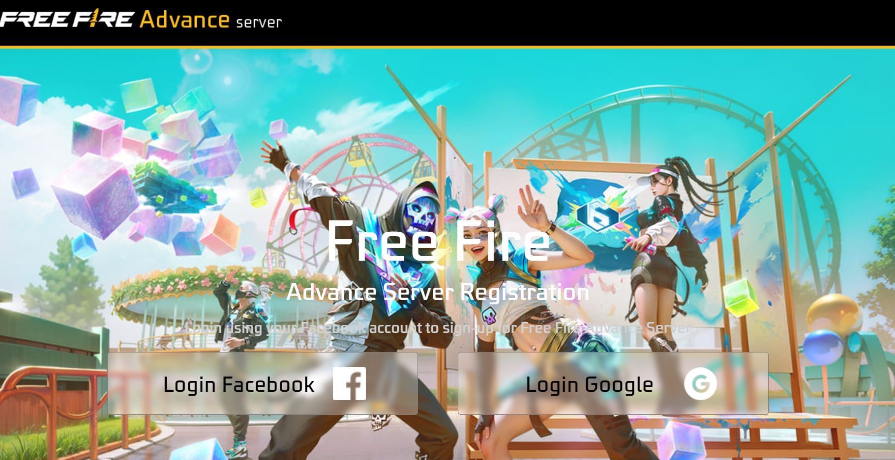 Sign in using Facebook or Google to set up an Advance Server (Image via Garena)