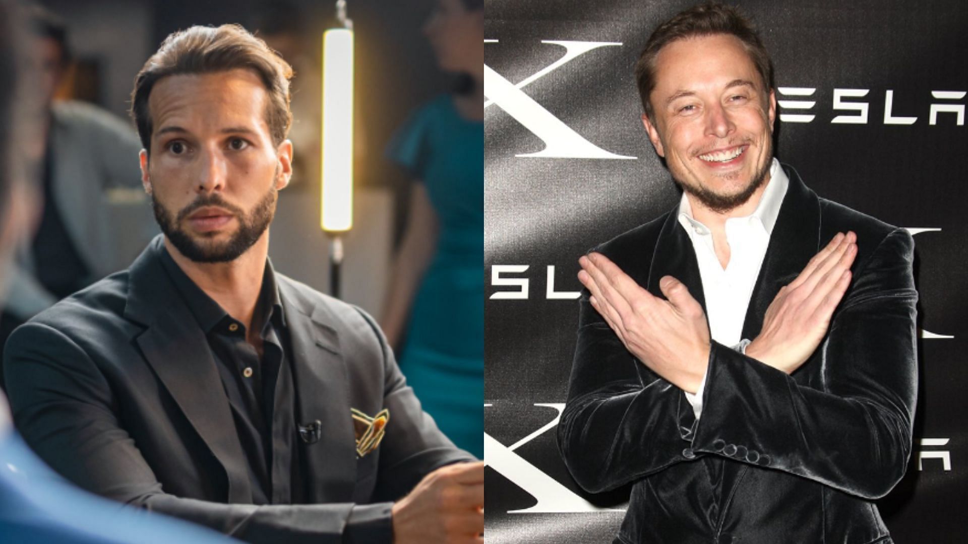 Tristan Tate (left), Elon Musk (right) [Images courtesy of @elonmusk &amp; @tristanthetalisman on Twitter]