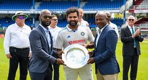 [Picture] Brian Lara presents Rohit Sharma with special memento ahead of 100th IND vs WI Test