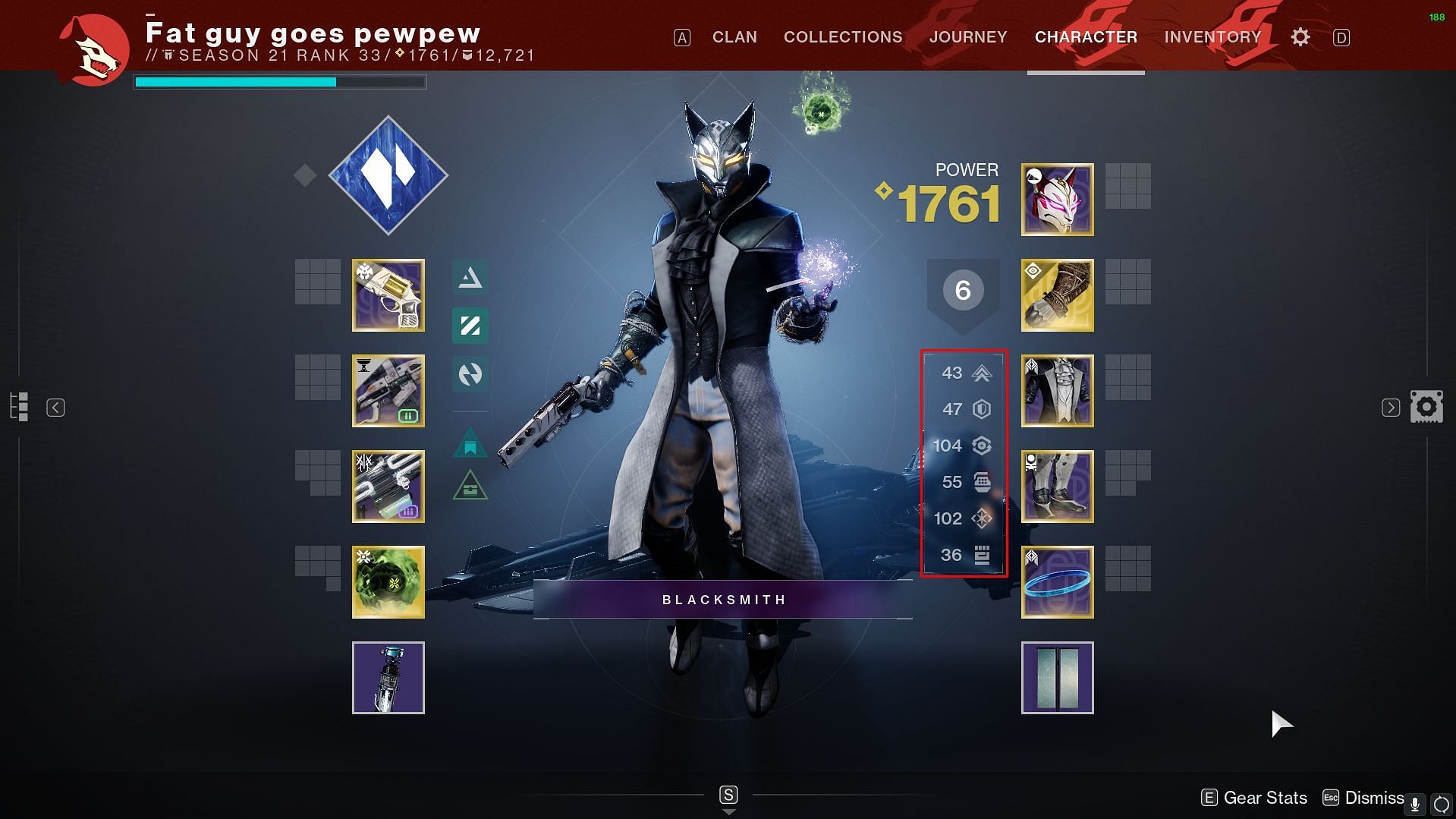 Different character stats (Image via Bungie)