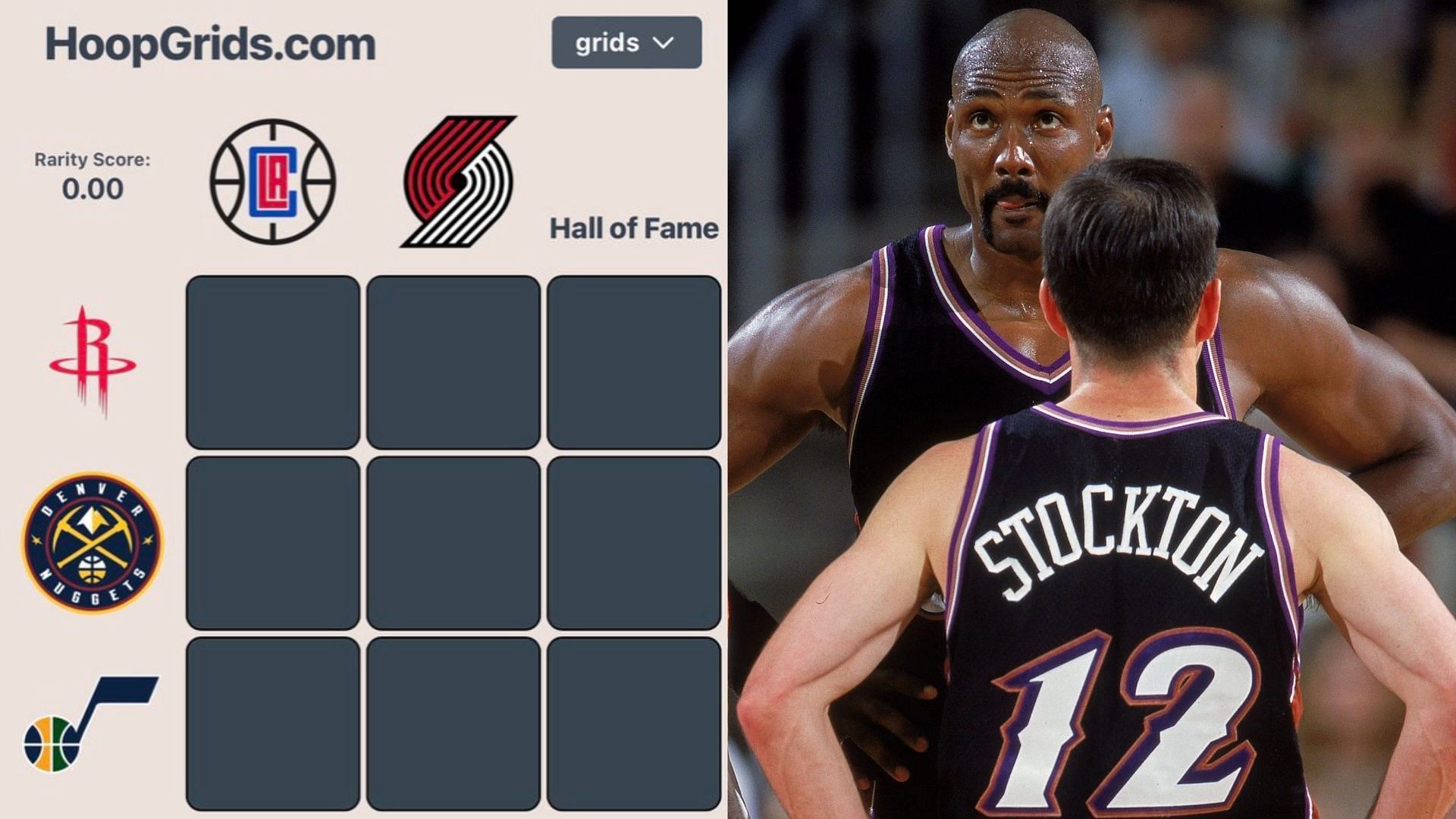 NBA HoopGrids (July 31), Karl Malone and John Stockton.