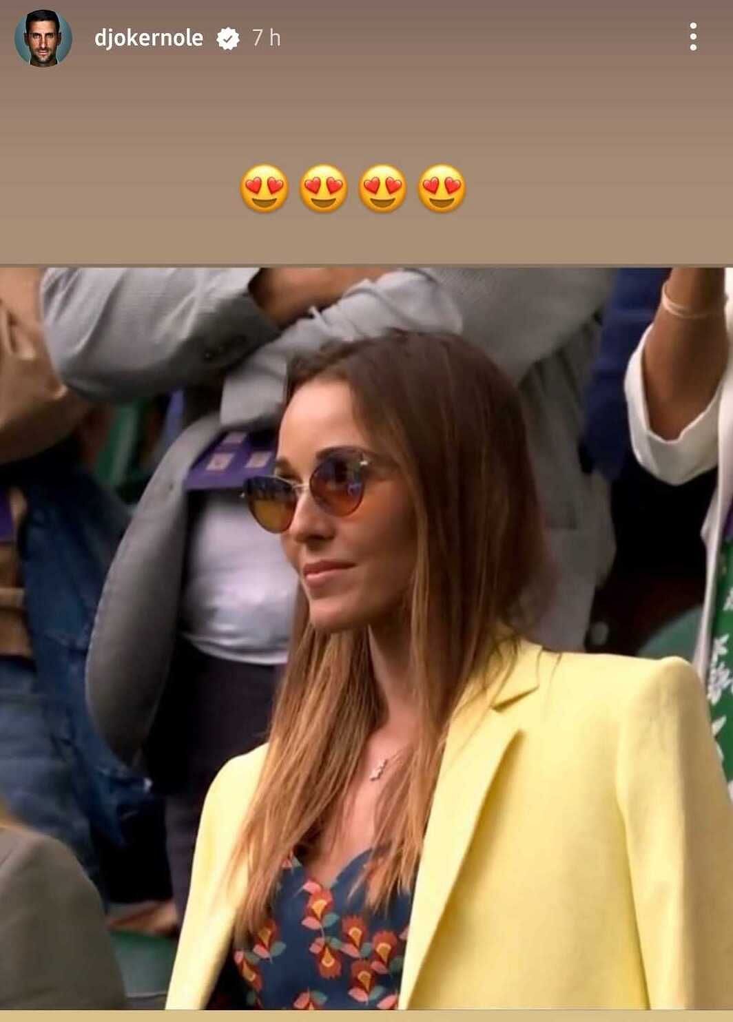 Novak Djokovic&#039;s Instagram story