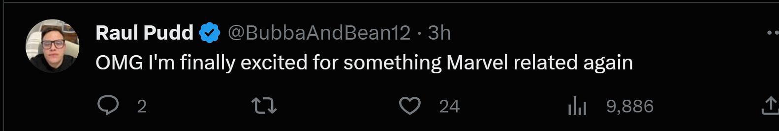 A tweet reply to Discussing Film&#039;s post about the upcoming MCU project (Image via Twitter)