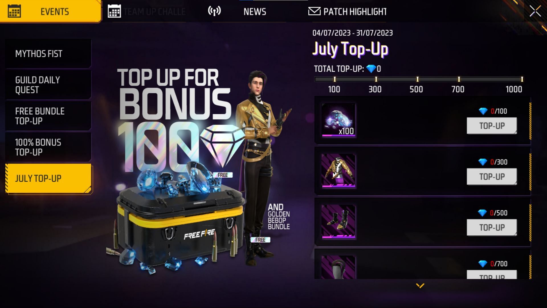 Here is one of the two Top-Up events that is currently active inside the game (Image via Garena)