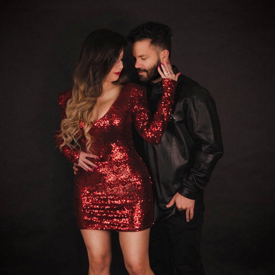 Jose Altuve with his wife