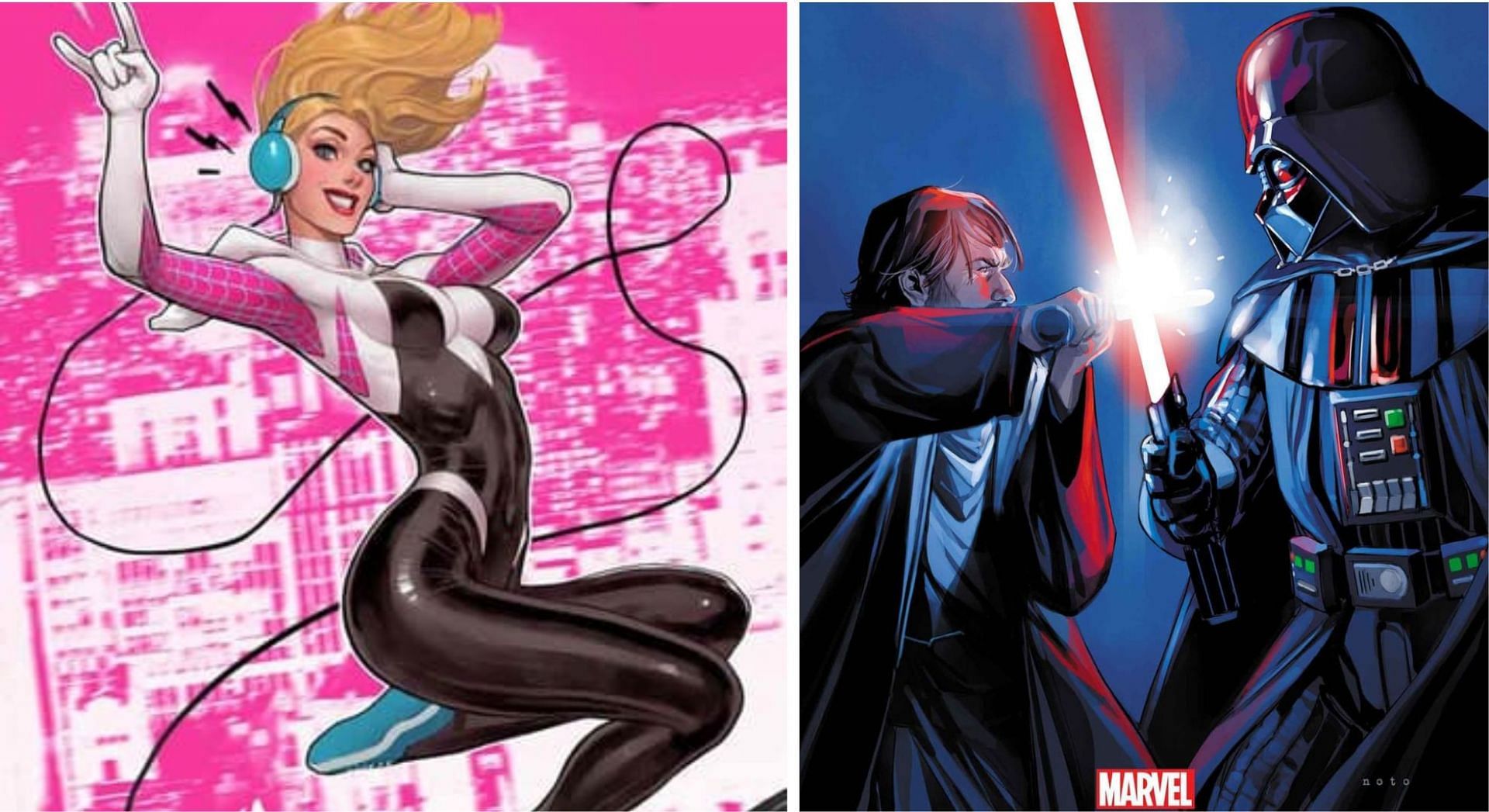 Covers for Spider-Gwen and Obi-Wan (Image via Sportskeeda)