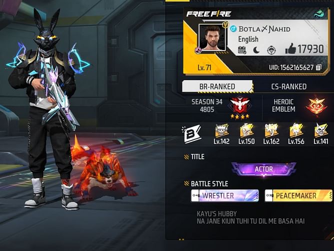 Botla Nahid On Fire’s Free Fire ID, stats, rank, guild, and more