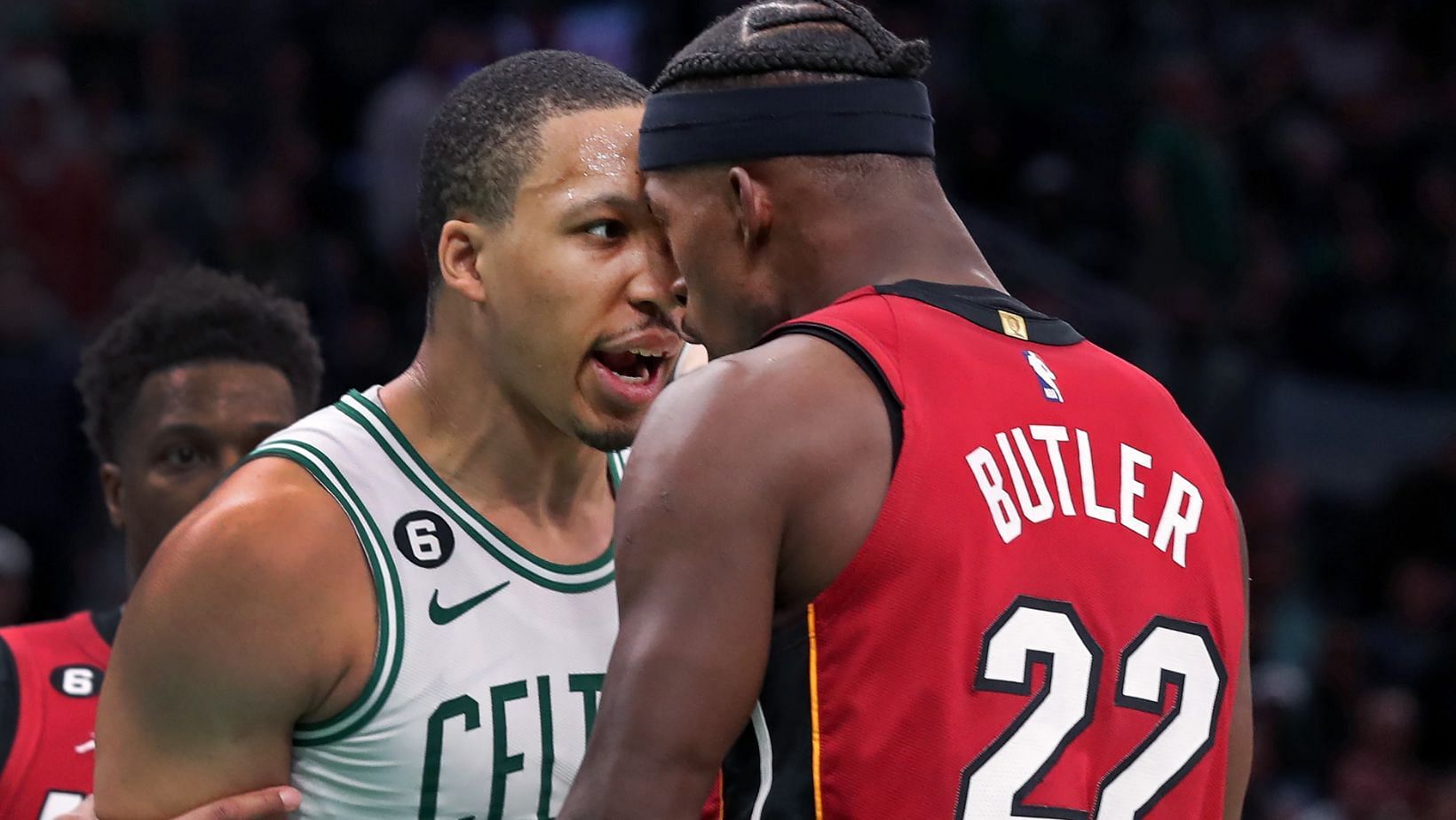Grant Williams [L] and Jimmy Butler got into a heated confrontation in Game 2 of the Eastern Conference Finals.