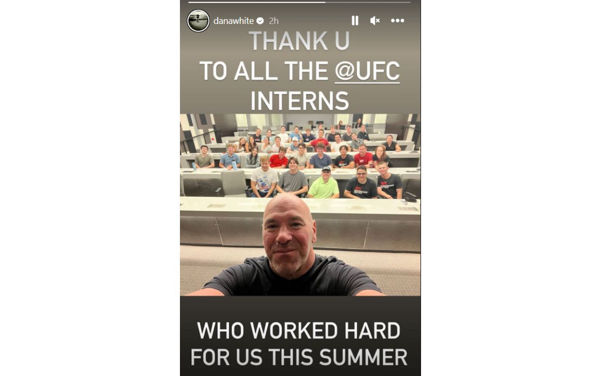 Screenshot from @danawhite on Instagram