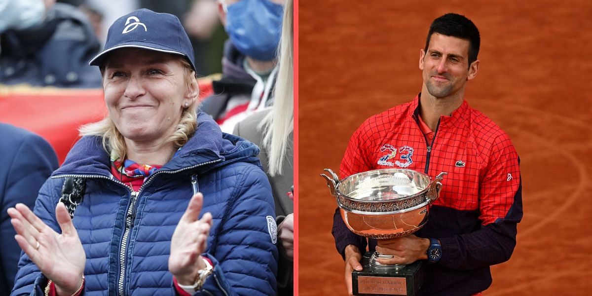 Novak Djokovic (R) and his mother Dijana (L)