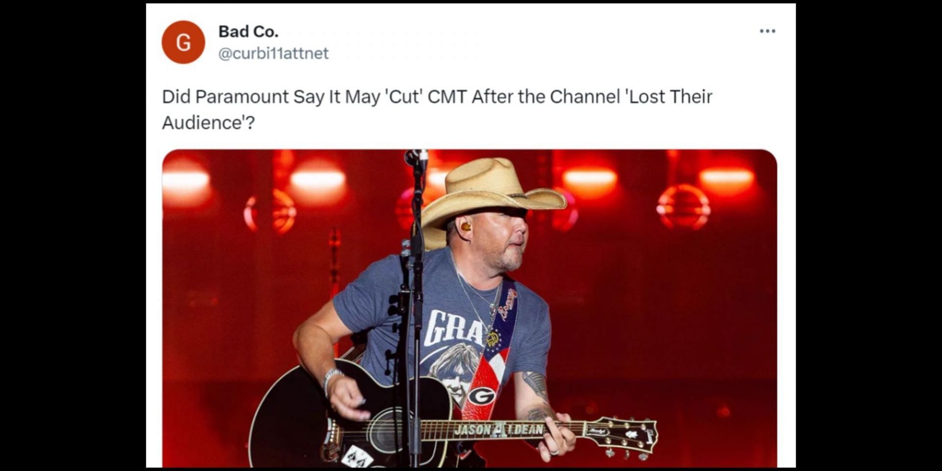 A viral article claims Paramount executive said that the company might cut CMT. (Image via Twitter/@curbi11attnet)