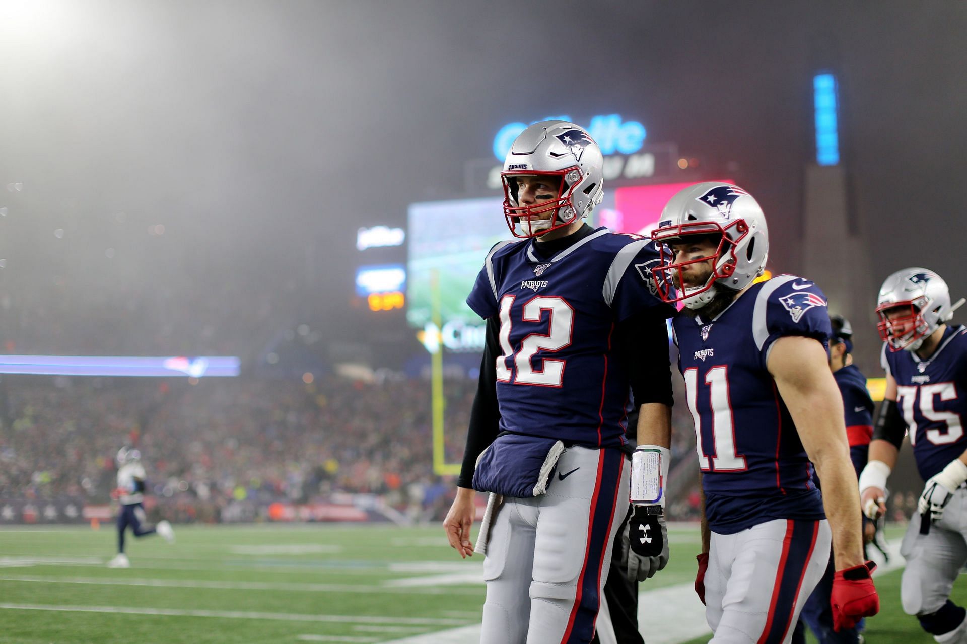 Tom Brady and Julian Edelman during Wild Card Round - Tennessee Titans v New England Patriots