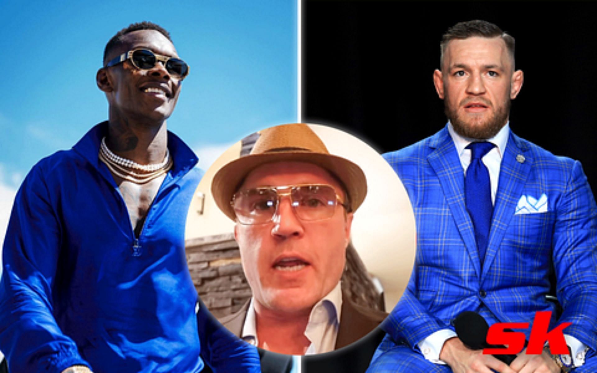 From left to right: Israel Adesanya [image courtesy of @stylebender/Instagram], Chael Sonnen [image courtesy of @sonnench/Instagram], Conor McGregor
