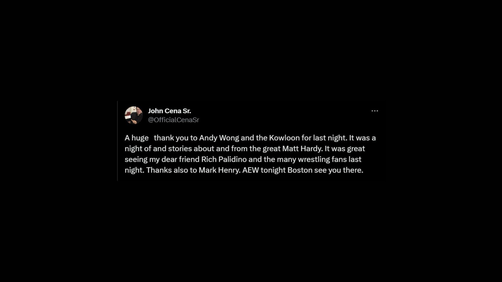 John Cena Sr.&#039;s recent post on Twitter