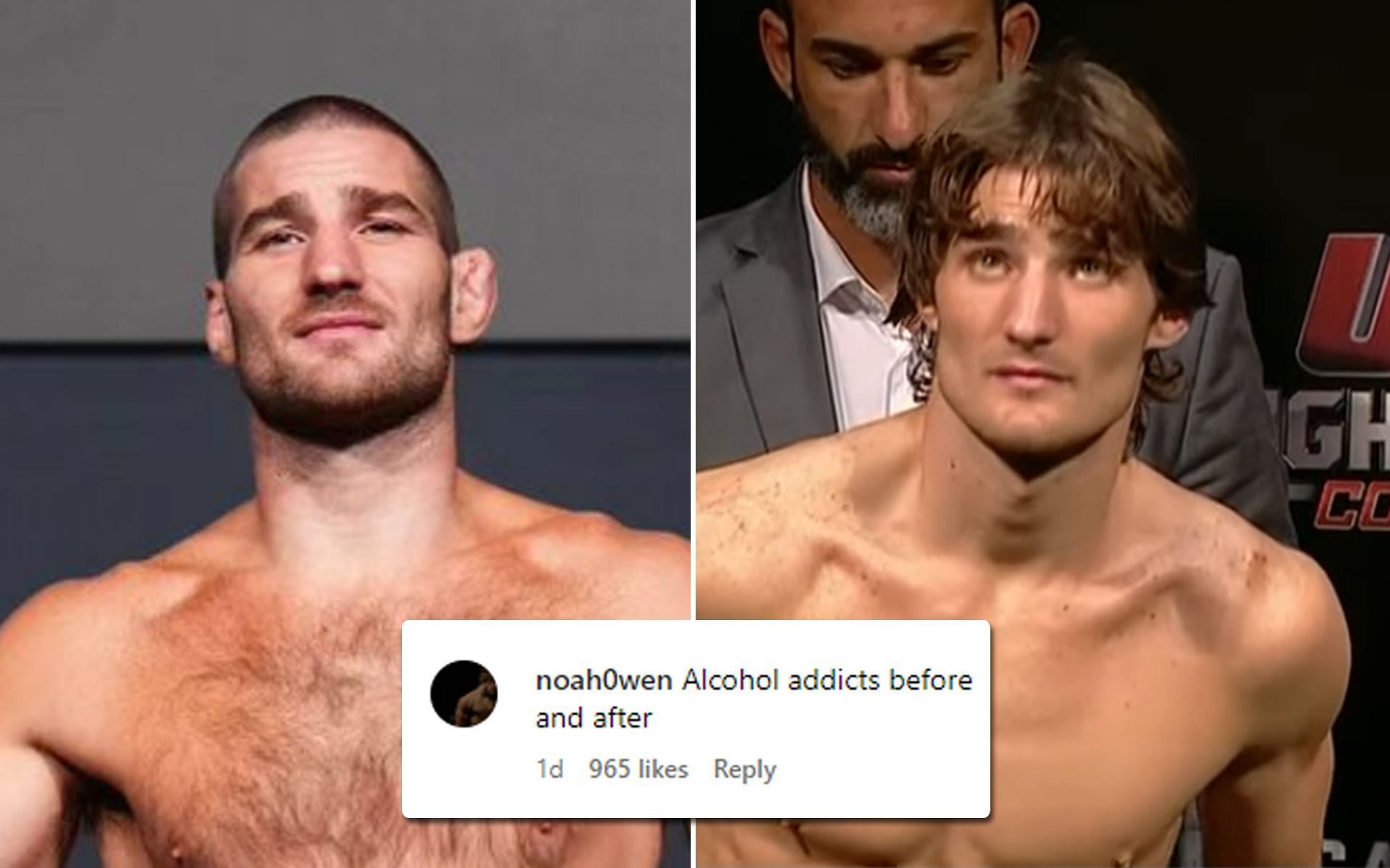 Sean Strickland now [L] and Sean Strickland in 2015[R] [Images via @strickland_mma_ Instagram and UFC official YouTube channel]