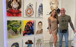 Joe Rogan pays surprise visit to UFC ring girl Brittney Palmer's new art gallery