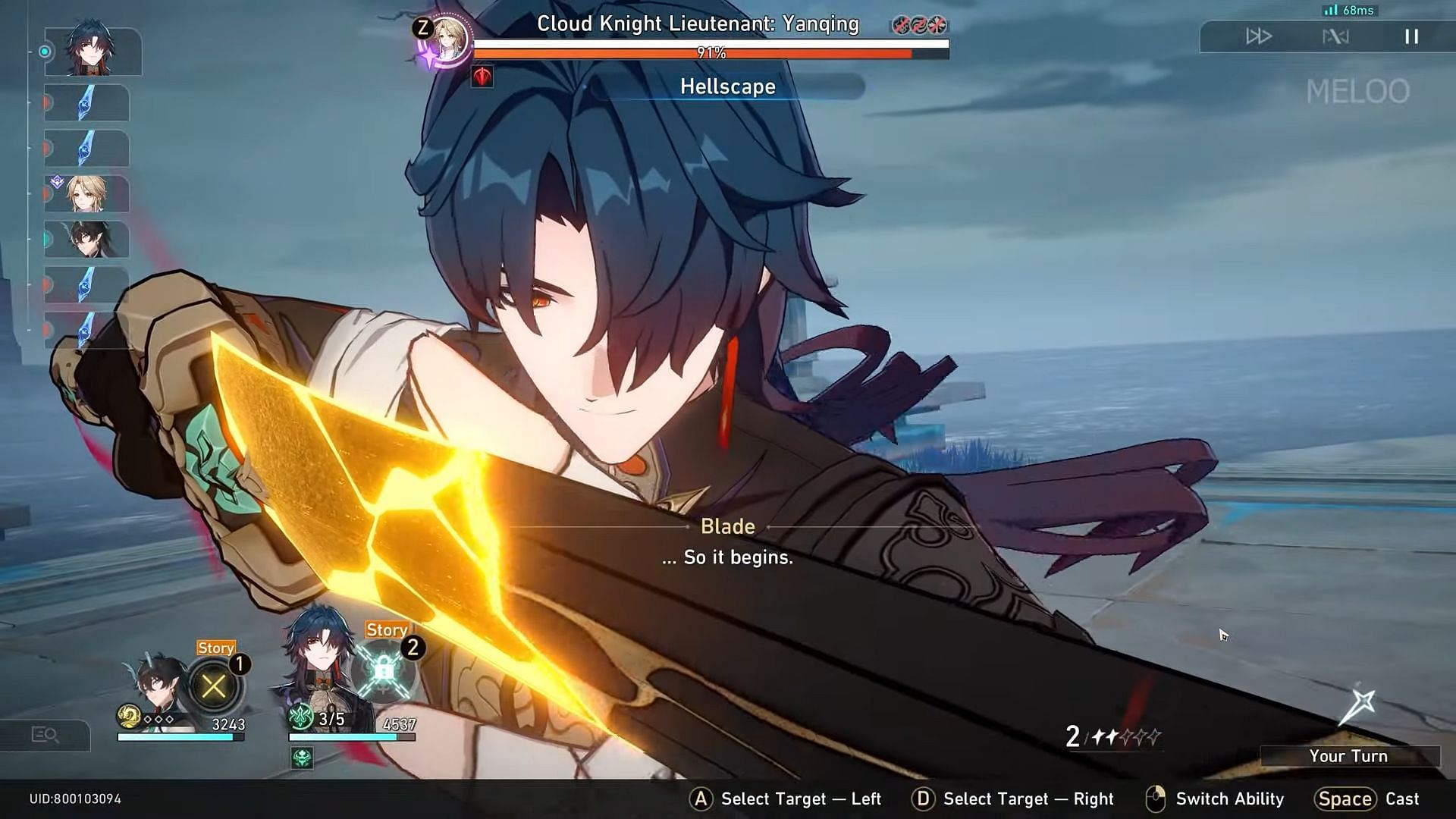 Blade charges his Skill mid-battle (Image via YouTube/MELOO)
