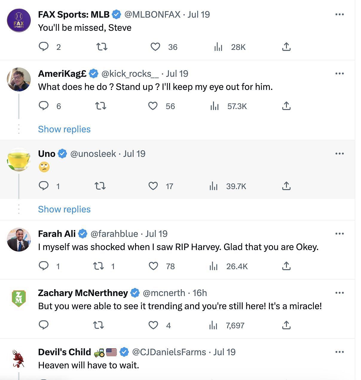 Social media users trolled the RIP Harvey trend as many were convinced that the popular TV Host had passed away. (Image via Twitter)