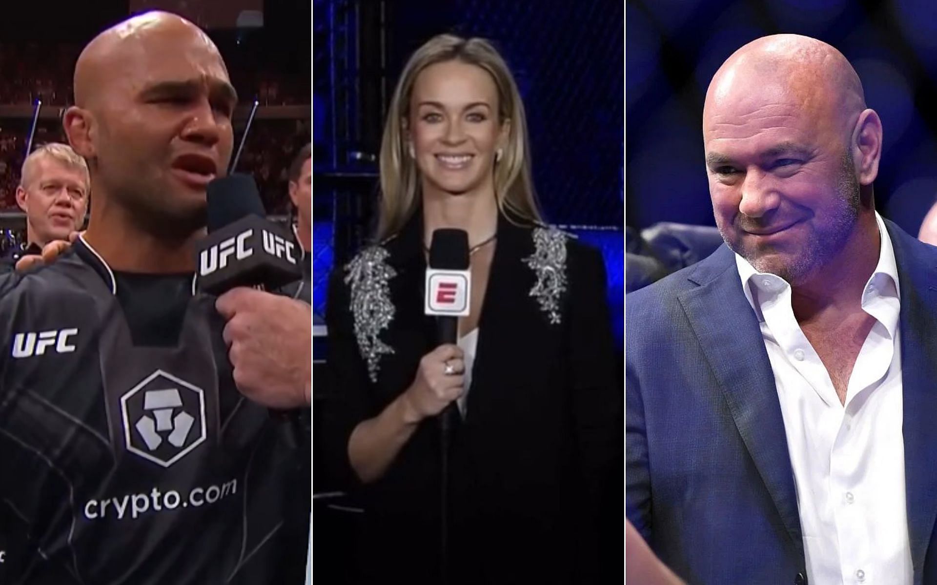 Robbie Lawler [Left], Laura Sanko [Middle], and Dana White [Right] [Photo credit: @ufc and @laura_sanko - Twitter]