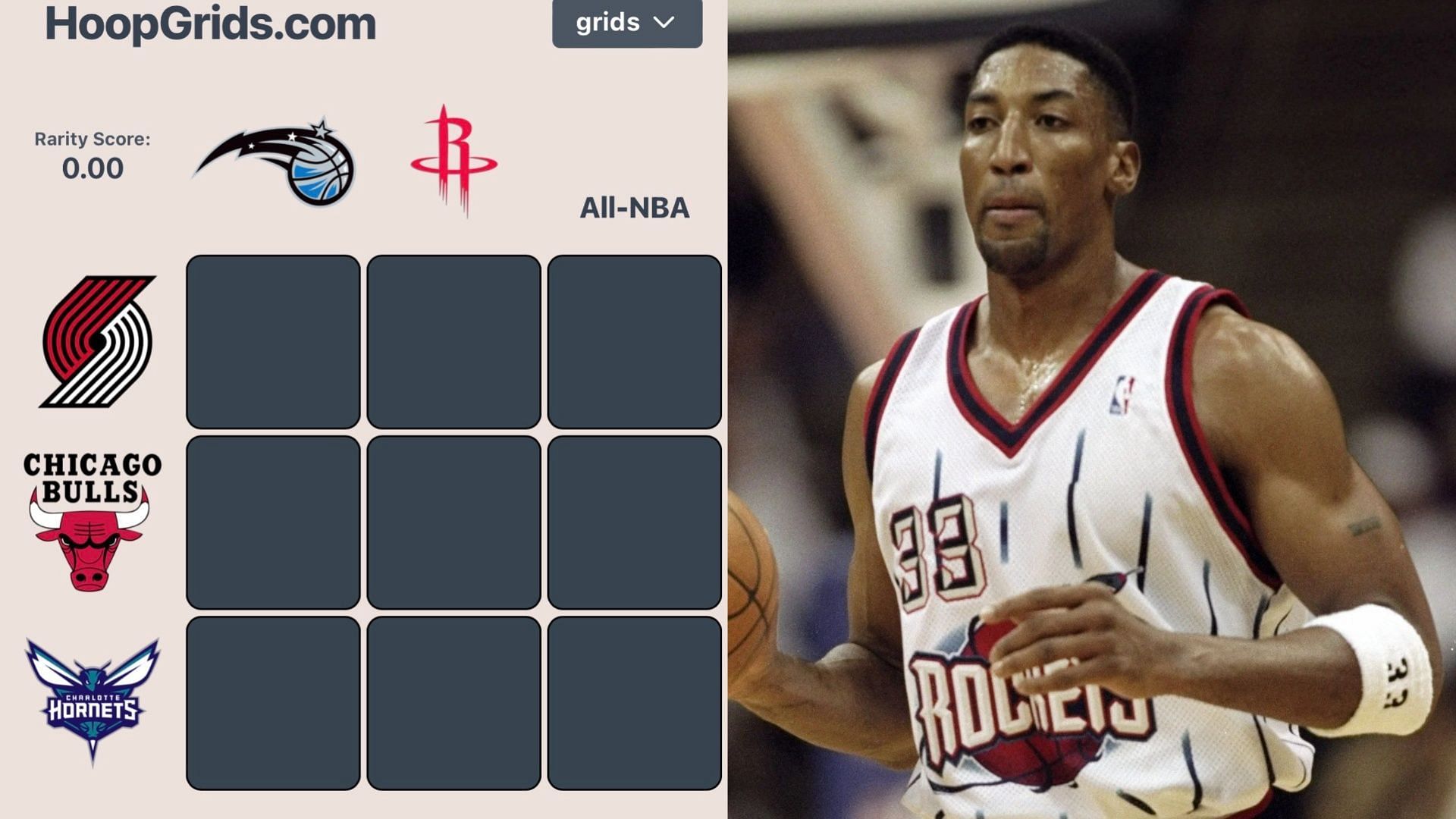 NBA HoopGrids (July 18) and Scottie Pippen.