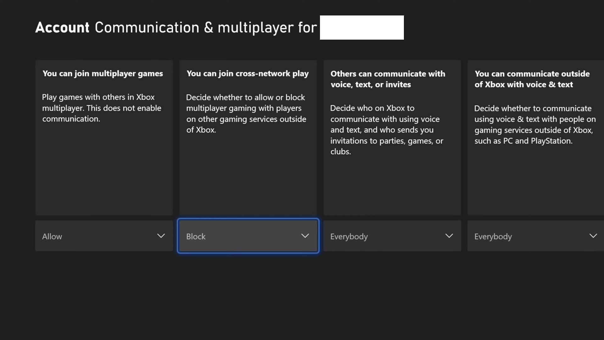 Turning off crossplay on Xbox consoles (Image via Microsoft)