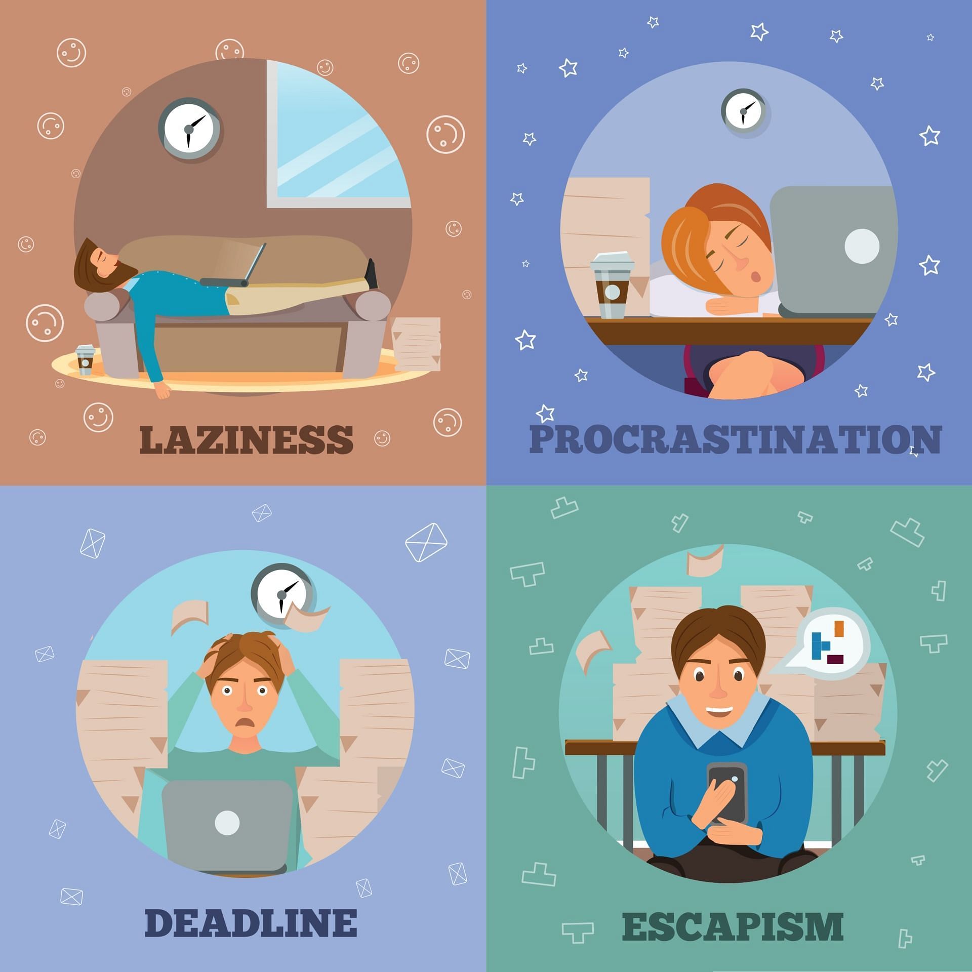 Can you identify these types of procrastinators in your inner circle? (Image via Vecteezy/ Vecteezy)