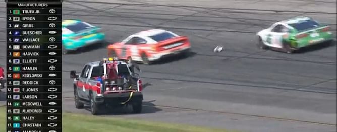 WATCH: Furious Austin Dillon throws his helmet at Tyler Reddick’s car mid-race at Pocono Raceway