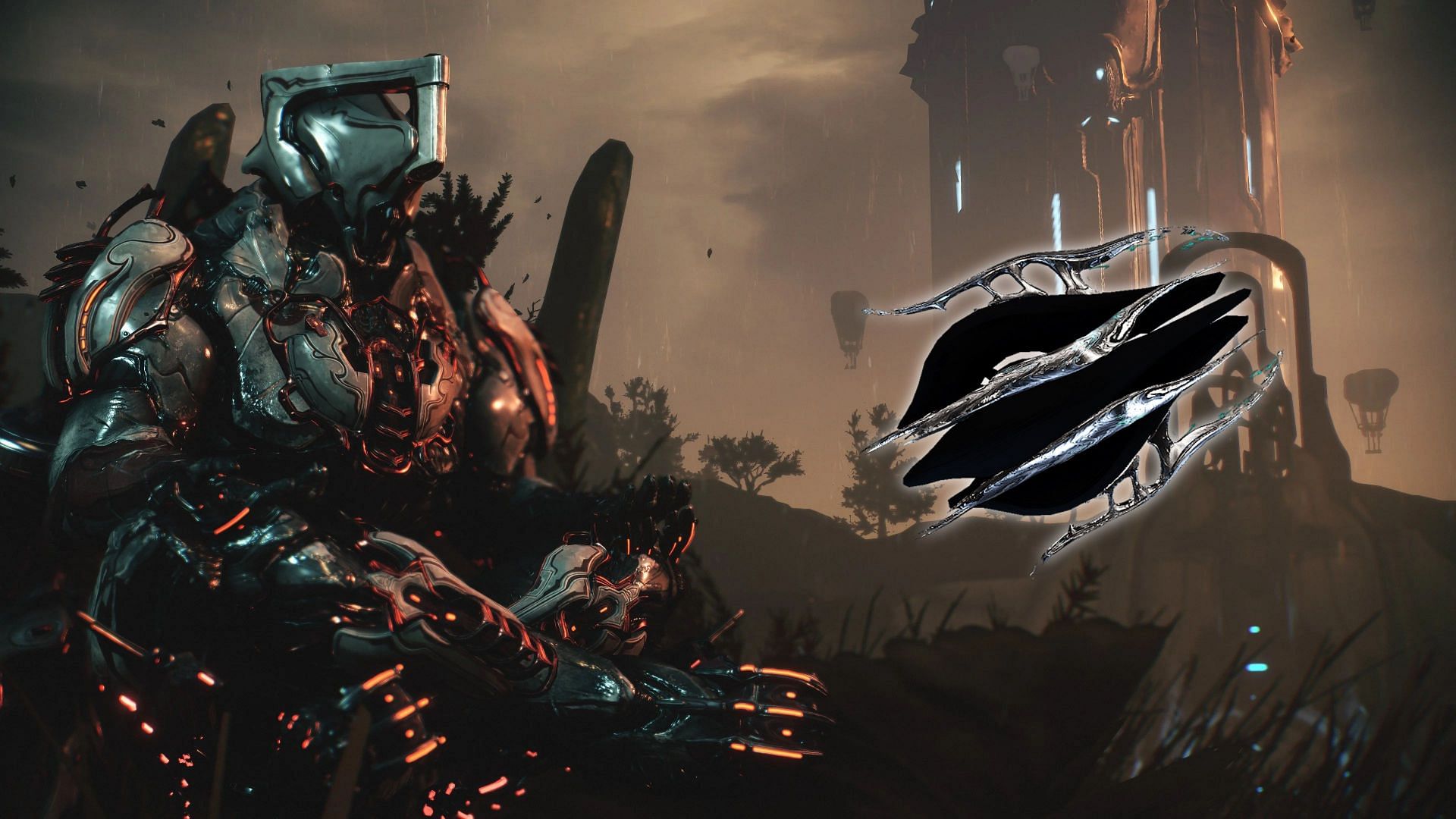 Warframe Synoid Gammacor Incarnon form sprite highlighed in front of a Rhino captura