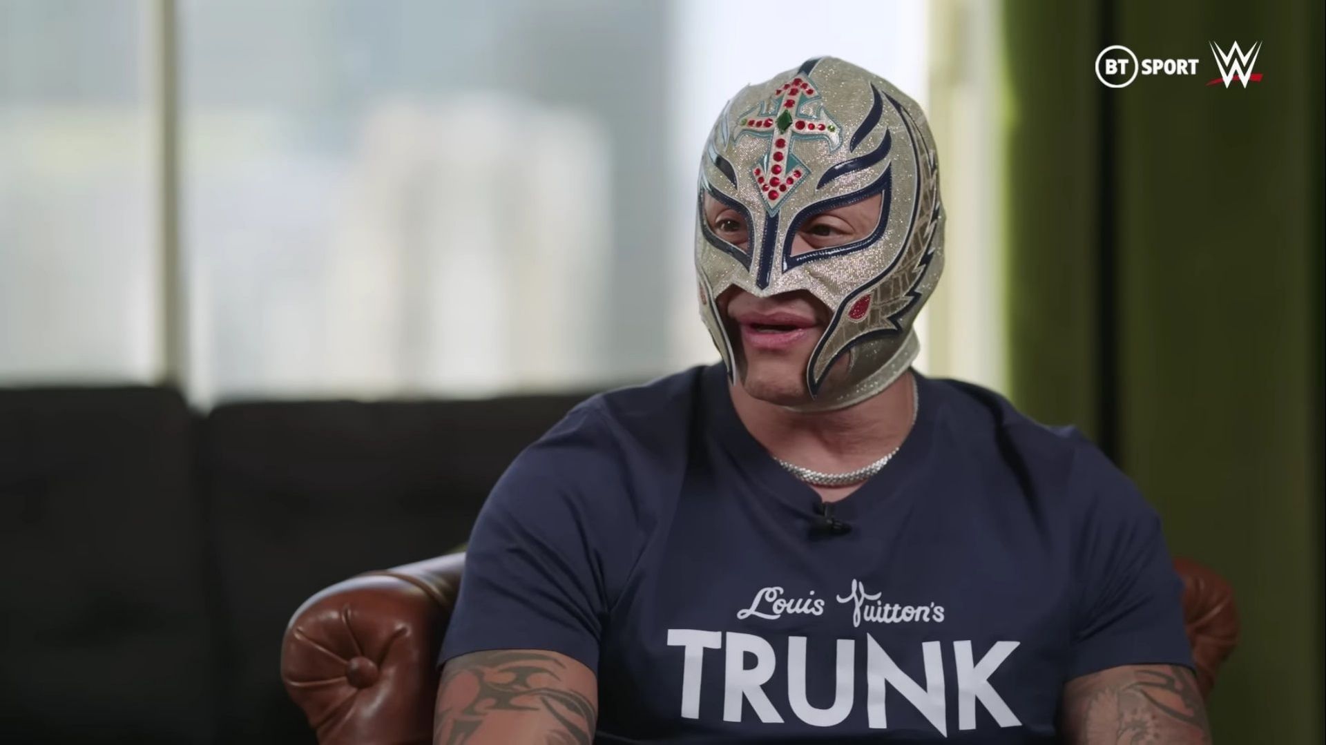 Rey Mysterio during an interview