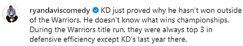 Davis didn't hold back in his take about KD