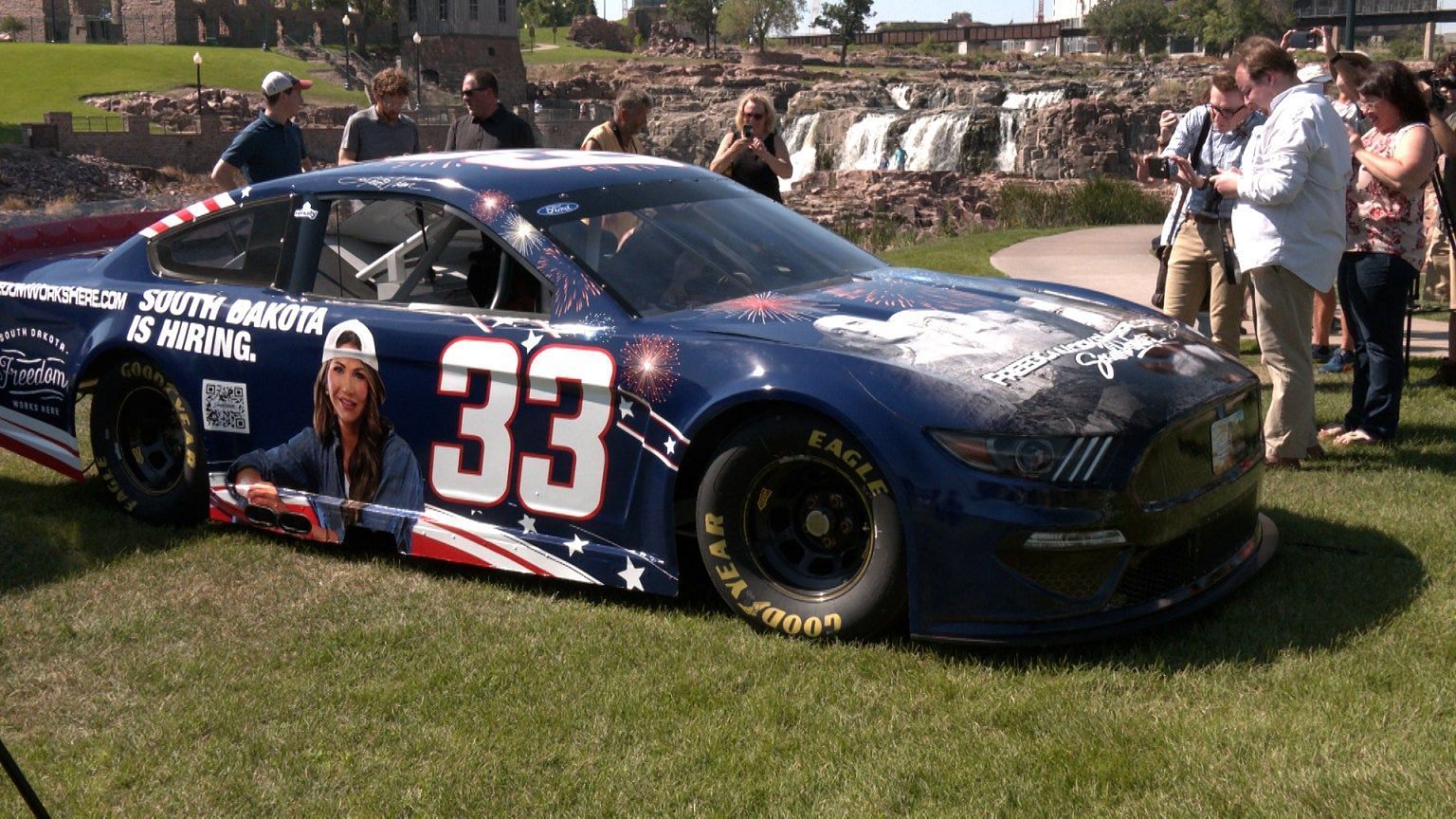 The livery in questioned being showcased on a NASCAR Xfinity Series car. Picture Credits: Keloland.com