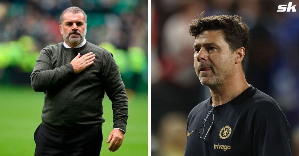 Chelsea manager Mouricio Pochhetino and Tottenham boss Ange Postecoglou
